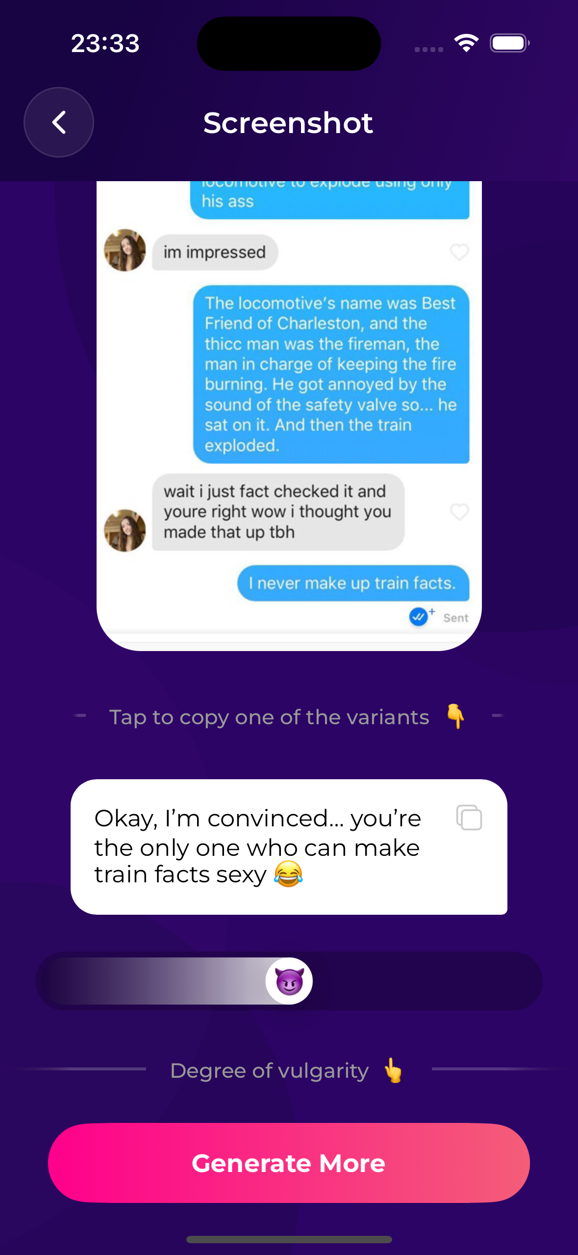 DateViser app screenshot showing profile optimization